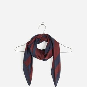 Madewell silk Striped Navy and Burgundy Scarf. New with tags.